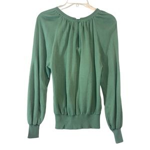 Vintage Sweater Girl Of California Green Key Hole Button Front Pleated Medium